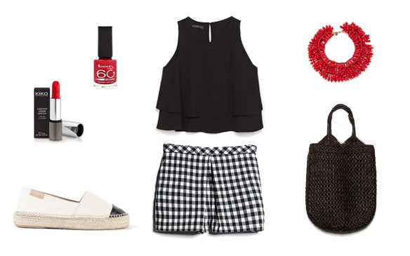 15colgadasdeunapercha_finde_looks_red_stripes_saturday_vs_b&w_black_and_white_vichy_sunday_2
