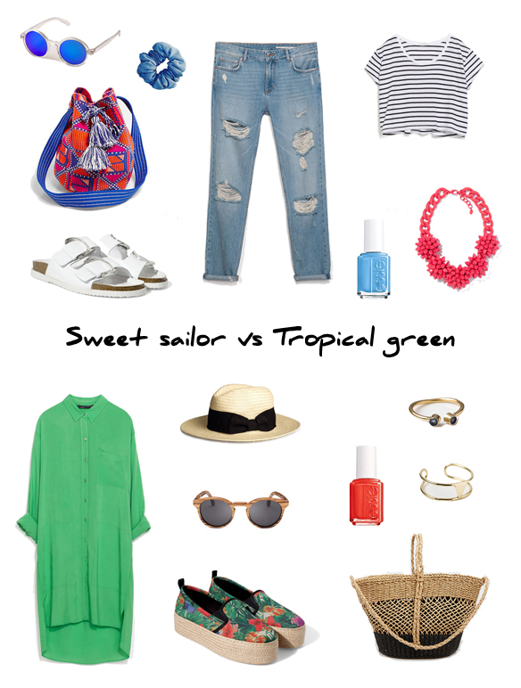 15colgadasdeunapercha_finde_looks_sweet_sailor_saturday_vs_tropical_green_sunday_portada