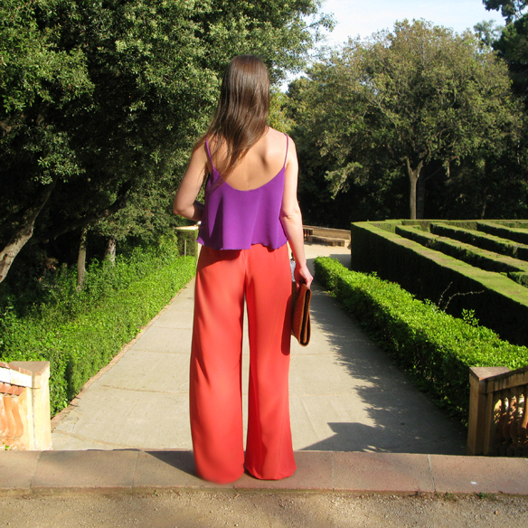 15colgadasdeunapercha_san_juan_saint_john_pantalon_palazzo_pants_crop_top_encaje_lace_orange_naranja_lila_purple_carla_kissler_1