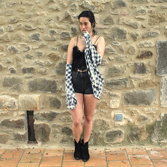 15-colgadas-de-una-percha-blanche-check-shirt-camisa-cuadros-lace-top-encaje-shorts-botines-booties-festival-outfit-look-festivalero-3